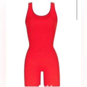 Skims Red Bodysuit One Piece with Racerback Design